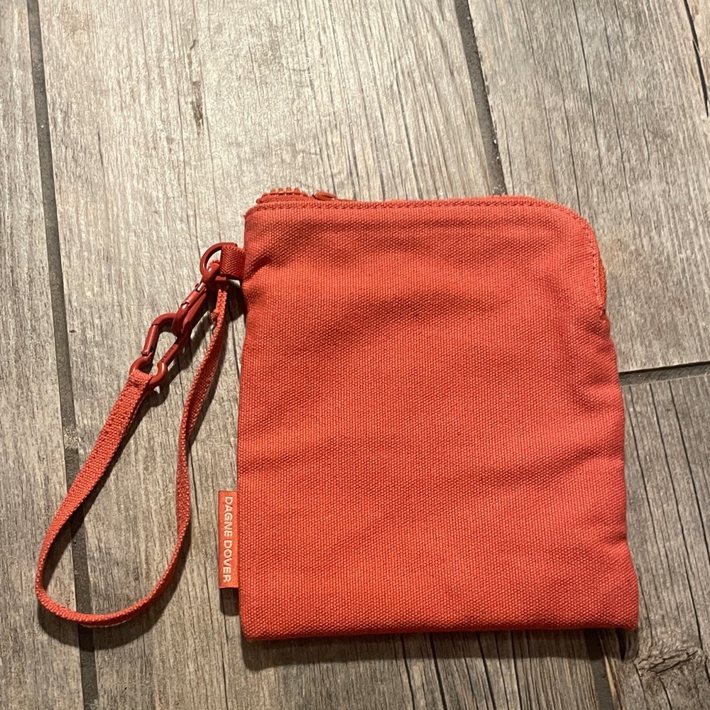 Dagne Dover Coral Canvas Wristlet Pouch with Strap